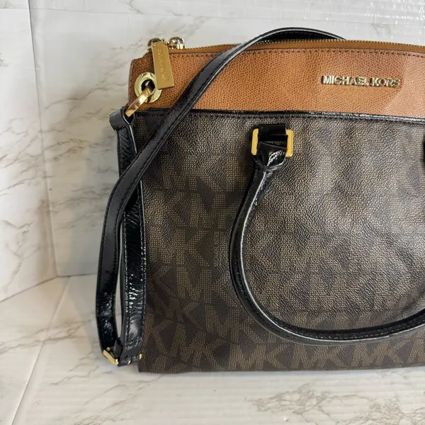 Michael Kors Aubrey Large Satchel Brown/Luggage women's bag shoulder purse‎ - Image 4