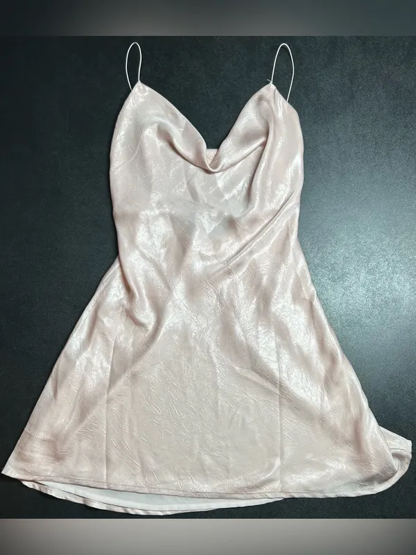 Meshki Size XXS Rhea Cowl Light Pink Mini Dress - Image 3
