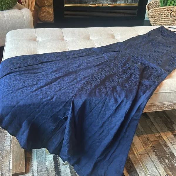 Reformation Navy Blue Imprinted Silk Maxi Dress Size‎ Small - Image 4