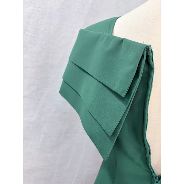 Vintage ON‎ ON Fashions Hunter Green Formal Dress 80s Gown Brooch Size 3/4 - Image 9