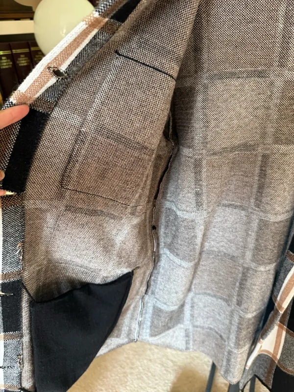 Women's Plaid Flannel Shacket Gray Size M - Image 3