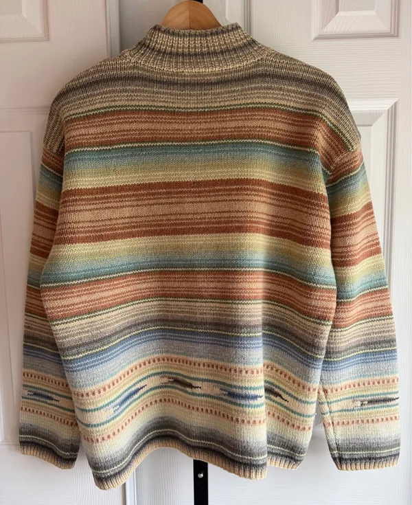 VTG Lauren Ralph Lauren Hand Knit Serape Sweater 100% Lambswool Size: L - Image 3