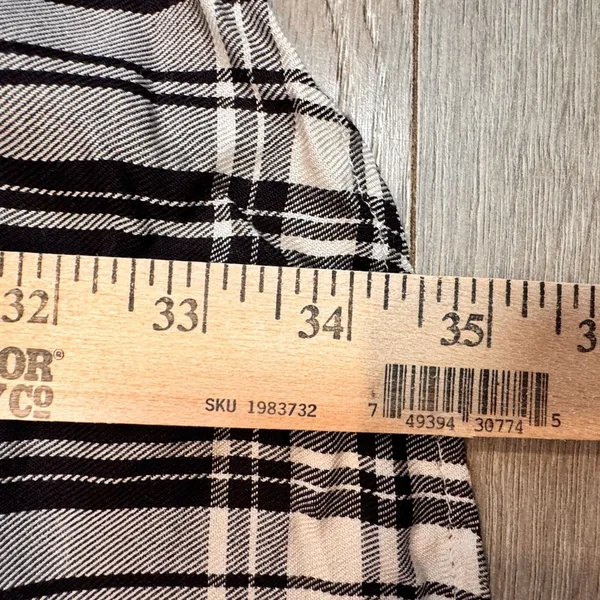 THREAD AND SUPPLY Black Button Down Plaid‎ Short Sleeve Shirt Dress Small S - Image 6