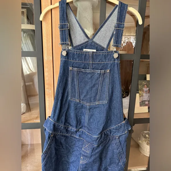 ASOS denim overalls straight leg dark wash jeans inky dungarees jumpsuit - Image 10