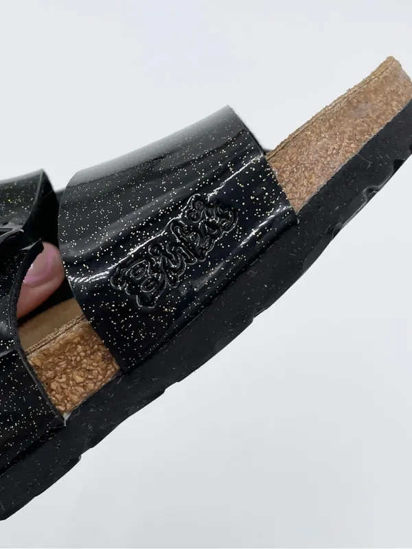 Birkenstock Birki's Double Strap Sandals Black Glitter Jelly Women's Size 8 - Image 9