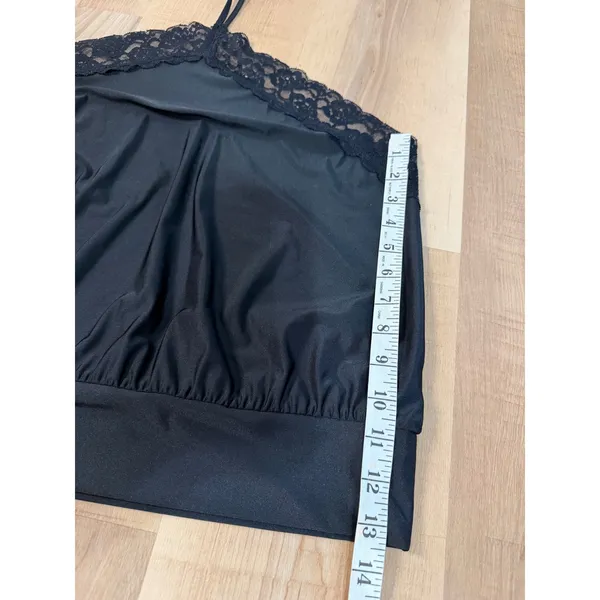 Wild Fable Black Banded Bottom Lace Halter Top Women's Large L V-Neck Tie Back - Image 5
