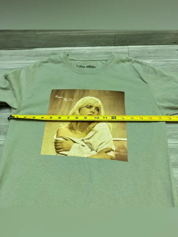 Billie Eilish Graphic Tee in Light Sage Green S - Image 5