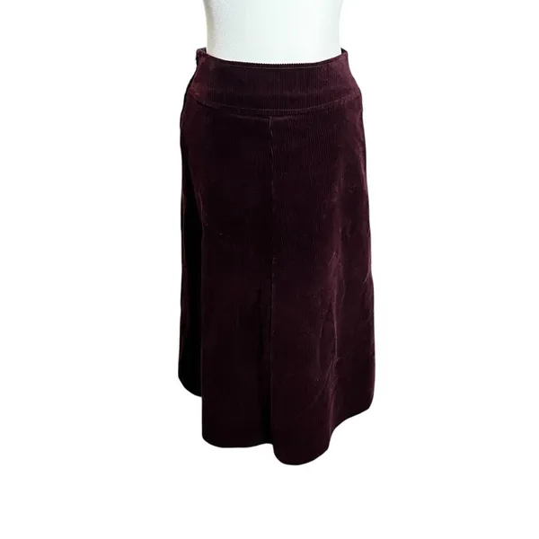 Laura Ashley Vintage Corduroy Midi Skirt Plum Burgundy A Line UK 12 US 10 - Image 6