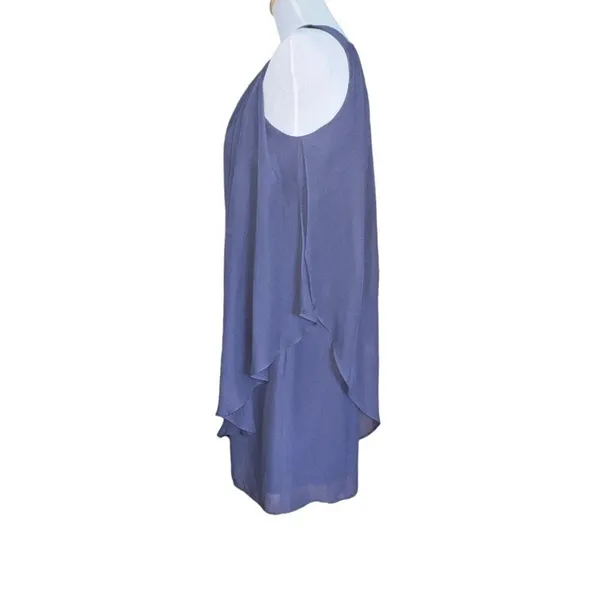 JJ's House Dress Women Size 6 Purple Stormy One Shoulder Chiffon ‎ Sheath Dress - Image 5