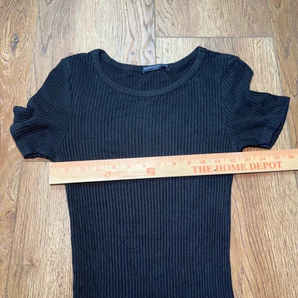 Brandy Melville Black Ribbed Short Sleeve Mini Dress Bodycon Made in Italy OS - Image 4