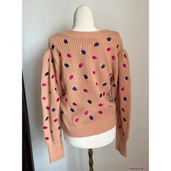 Anthropologie Maeve Elliana Beetle Bug Tan Sweater Medium Novelty - Image 4