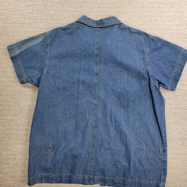 Vintage 70s Denim & Co Denim Shirt Womens 1X Blue Exposed Zip Front Work Chore - Image 3