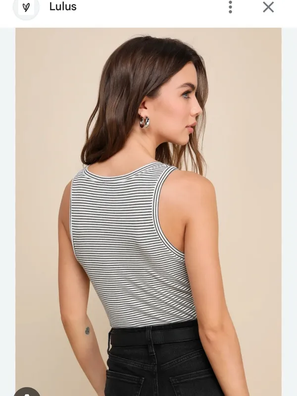 Lulus Bodysuit Sleeveless Striped White Sheer Small - Image 2