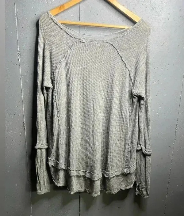 Free People Laguna Gray Thermal Long Sleeve Top; Size Xs - Image 3