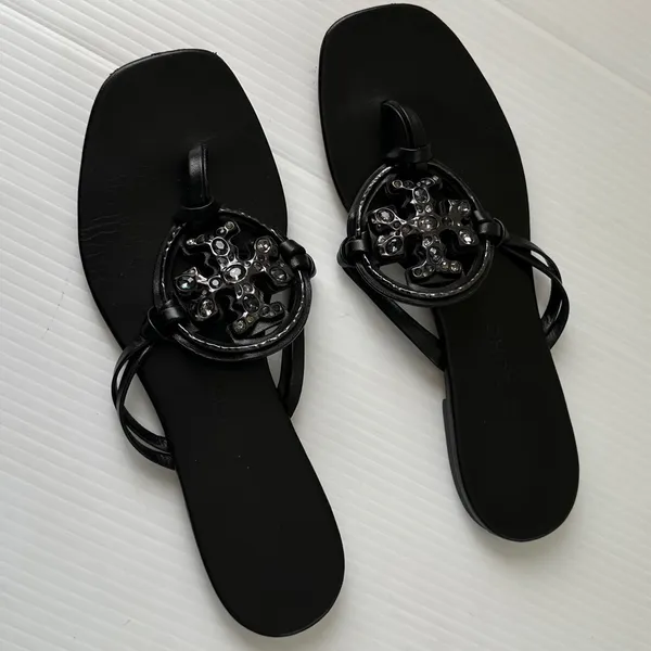 Tory Burch Jeweled Miller Sandals Perfect Black, 9.5 - Image 4