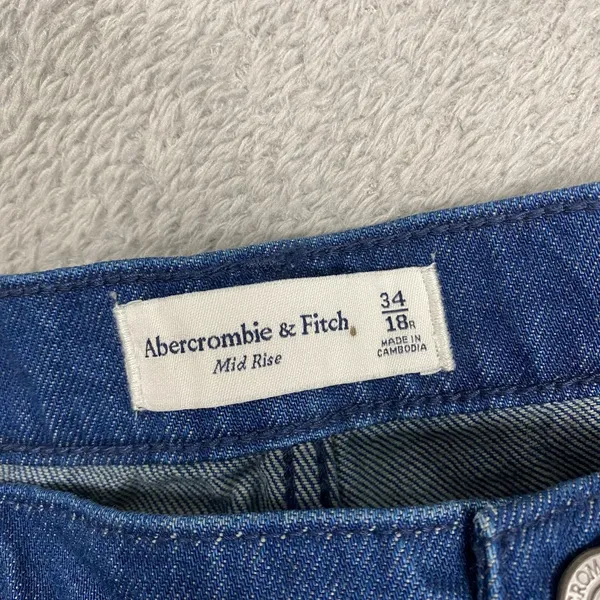 Abercrombie & Fitch Jeans Womens 34 Blue Wide Leg Mid Rise Baggy Streetwear 18 - Image 7