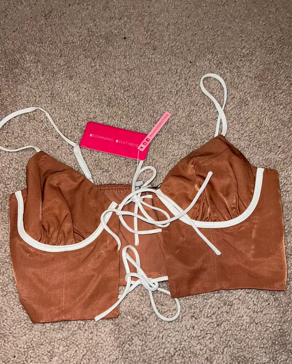 Beginning Boutique Debora Crop Top Latte - Image 2