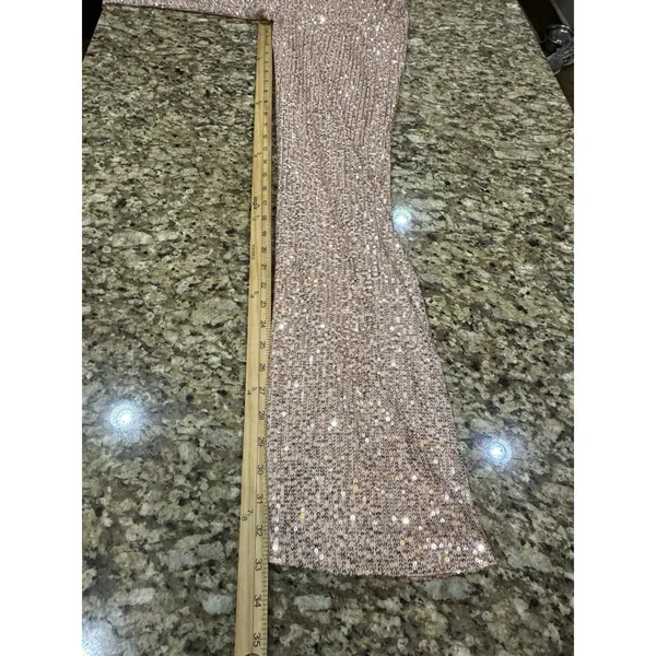 Mac Duggal Sequined Puff Shoulder Illusion Cutout Jumpsuit Blush 11273 Size 4 - Image 10