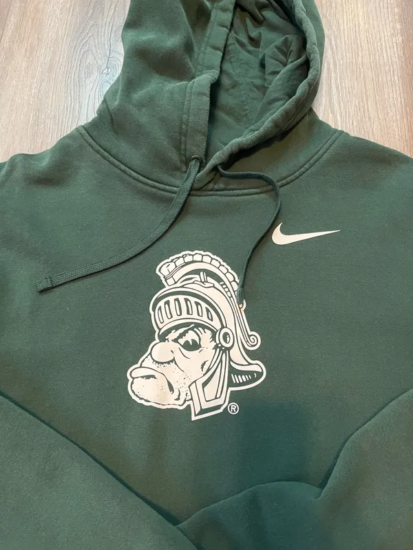 Men's Nike Green Michigan State Spartans Legacy Logo Club Fleece Pullover Hoodie - Image 2