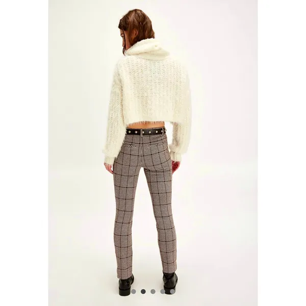 Free People Molly Slim Pants Neutral Combo Winsor Plaid 12 - Image 3