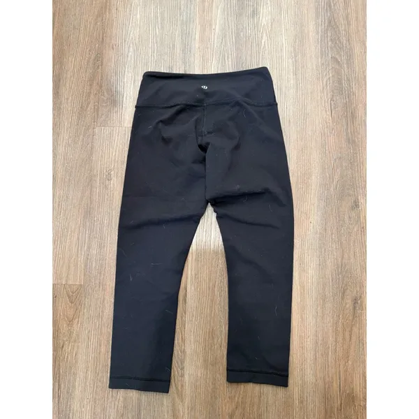 Lululemon Wunder Under‎ Crop Black Athletic Yoga Leggings Womens Size 4 Solid - Image 2