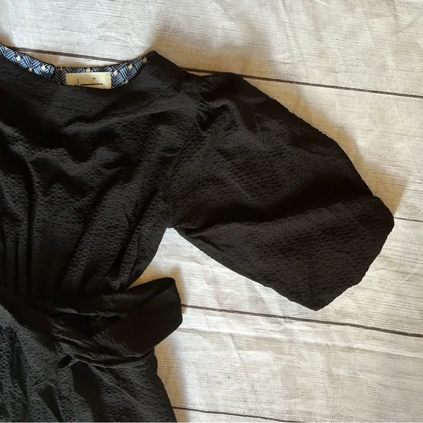 Anthropologie Francesca Balloon Sleeved Textured Romper Black Size XS - Image 2