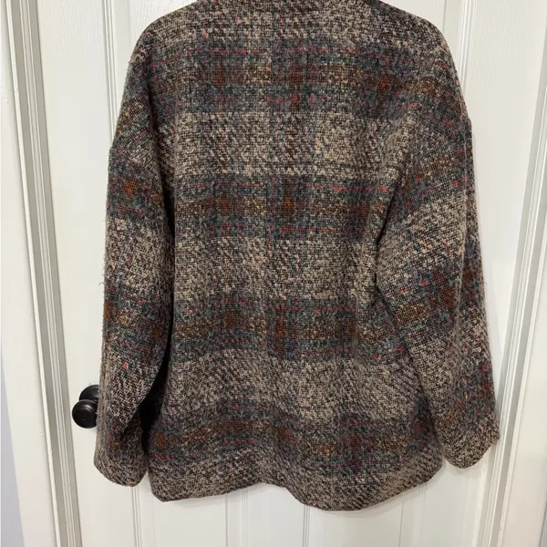 MOLLY BRACKEN plaid double breasted wool tweed coat‎ large - Image 6