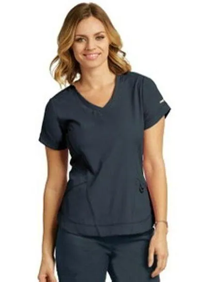 Grey’s Anatomy Women’s Gray Scrub Top Size Large V-Neck 3 Pocket Stretch 7187 - Image 2