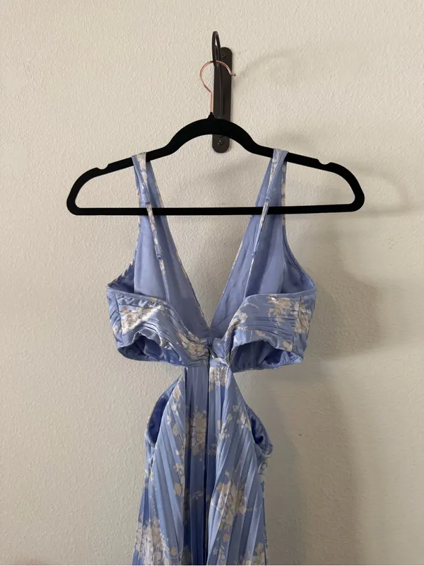 Abercrombie A&F Giselle Pleated Blue Cutout Dress XSP - Image 7