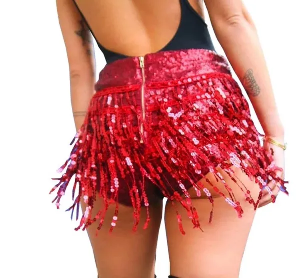 Yollmart Sequins Tassel Skort Red Size XL - Image 2