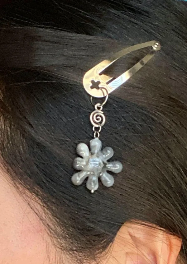 Handmade spiral swirl uzumaki & unique flower spike funky boho y2k hair clip🌀 - Image 5