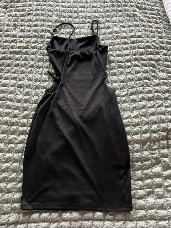 Women's Black Cutout Slip Dress - Classic Minimalist Style - Image 2