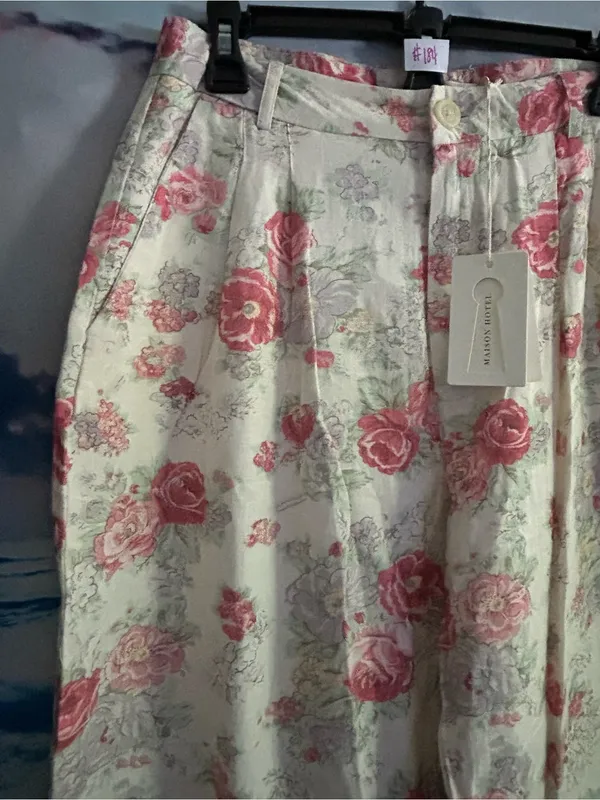 Madison Hotel Women’s Floral Wide Leg Pink Rose Print Pants MD NWT - Image 5