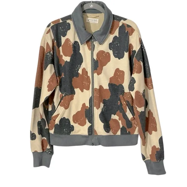 $148 FREE PEOPLE Cabin Cardigan zip jacket in happy cow combo S - Image 4