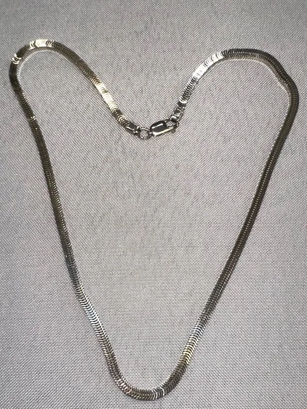 Vintage 925 Sterling Silver Square Omega Chain Necklace 17" 3D Snake 23.8g - Image 5