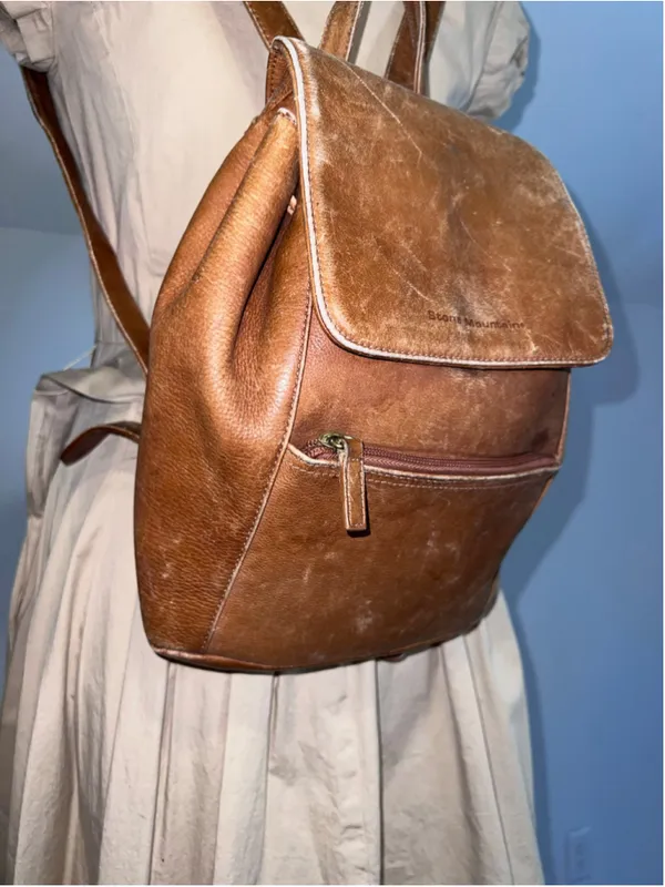 Women's Stone Mountain Brown Leather Backpack One Size - Image 10
