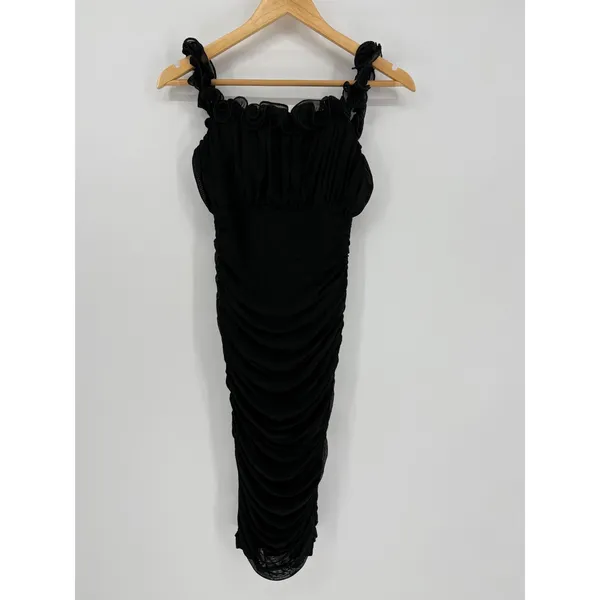 Selfie Leslie Little Black Dress Ruched Midi Bodycon Off Shoulder Size Small NWT - Image 3