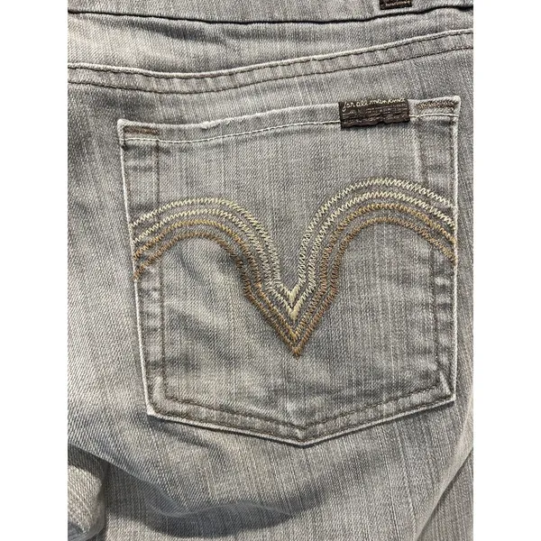 7 For All Mankind Womens Kate Crop Gray Straight Leg Jeans‎ Size 32 Made USA - Image 6