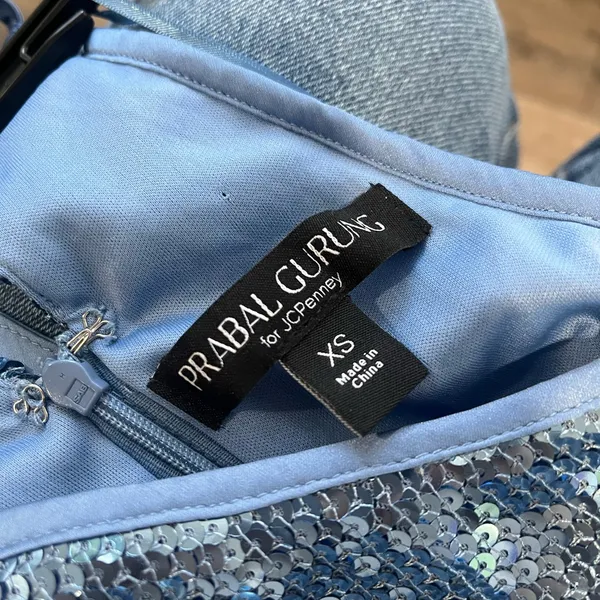 Prabal Gurung Elegant Blue Sequin Dress Size XS - Image 4