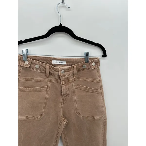 Flying Monkey Womens Tan Utility High Rise Straight Leg Jeans Size 26 F5920WTP - Image 5