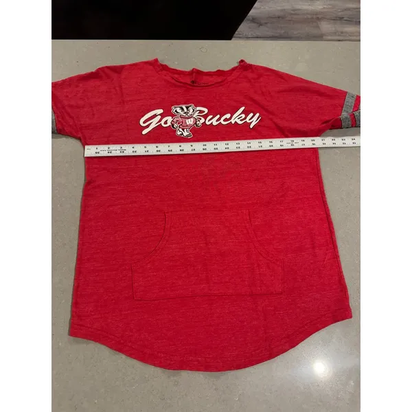 Holloway Juniors Wisconsin Badgers Go‎ Bucky Pocket Long Sleeve Shirt Red Size M - Image 3