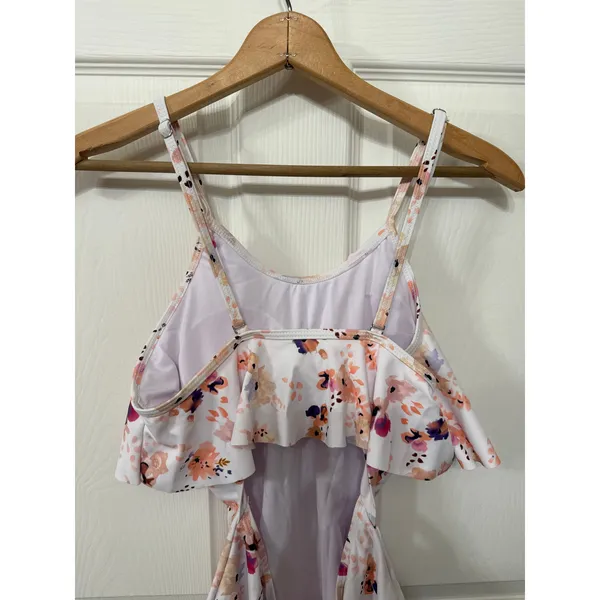Beachsissi Floral Flounce Off Shoulder Ruffled Monokini One Piece Swimsuit, M - Image 7