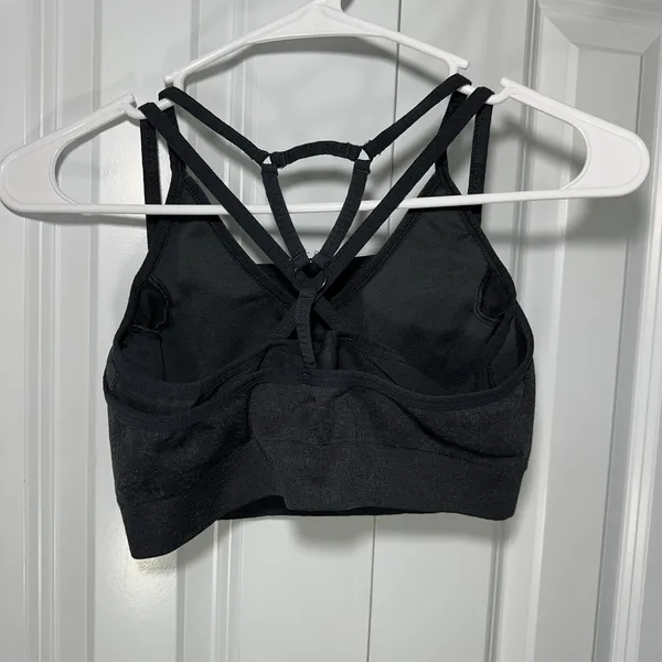 Gymshark Adapt Fleck Seamless Sports Bra Strappy Cage Back Seamless Marl Gray - Image 3