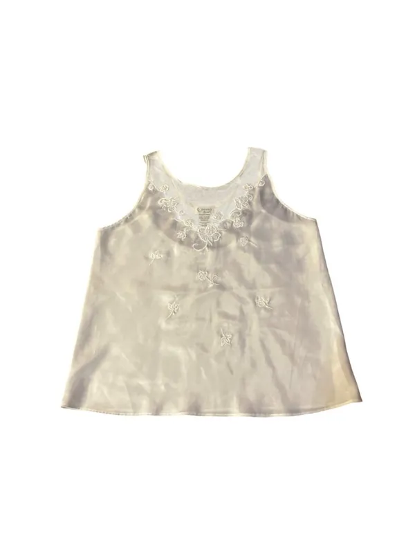 White Beaded Camisole Tank Top Womens M Sleeveless Elegant Used Embroidery - Image 3