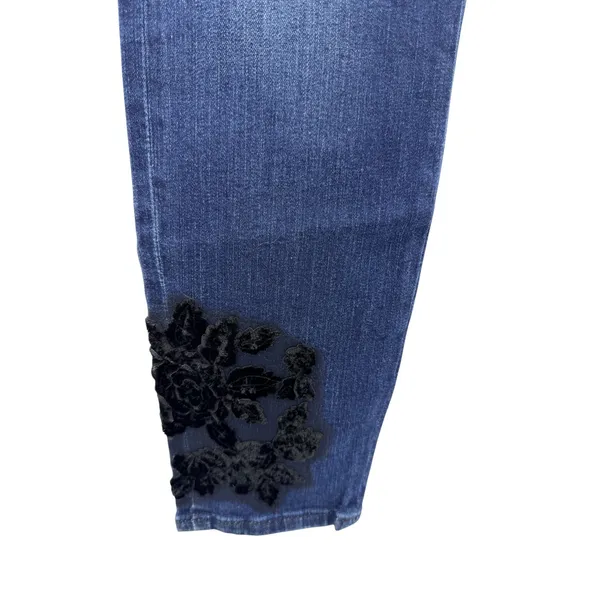 7 For All Mankind b(air) High Waist Ankle Skinny Jeans Blue Velvet Floral 32‎ - Image 2