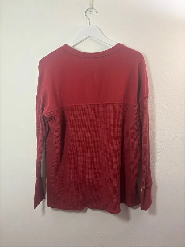 Aerie Offline Waffle Henley Long Sleeve Top Size Medium - Image 2