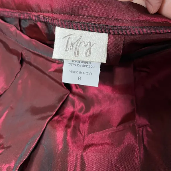 NWT Vintage Tofy‎ Burgundy Maxi Skirt Pleated Long Evening Formal Womens 8 - Image 6