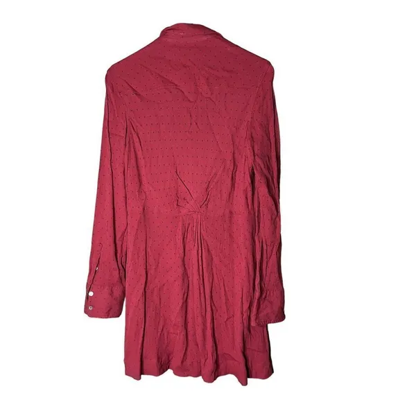 Free People Red Polka Dot Button‎ Dow Shirt Dress Size L - Image 7