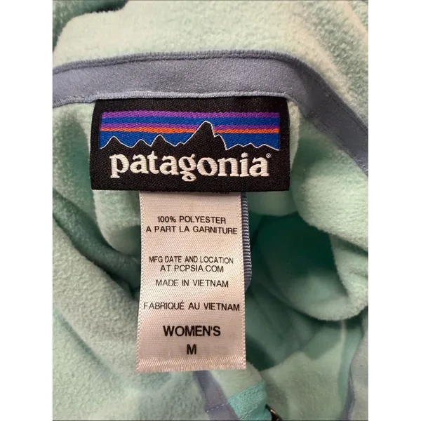 Patagonia Vail Full Zip Fleece Jacket Teal Blue Zip + Inside Pockets Size M Ski - Image 3