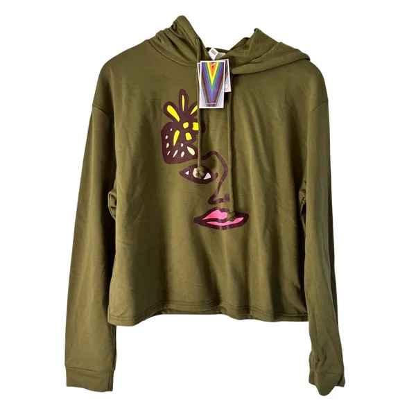 Target Pride Blu BlackBoyBe Olive Green Graphic Cropped Hoodie Sweatshirt Small‎ - Image 2